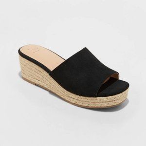 Women's Mavis Espadrille Mule Wedges A New Day Black 7